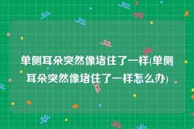 单侧耳朵突然像堵住了一样(单侧耳朵突然像堵住了一样怎么办)