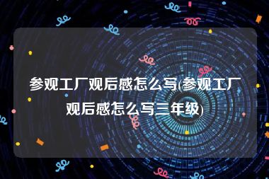 参观工厂观后感怎么写(参观工厂观后感怎么写三年级)