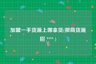 加盟一手货源上哪拿货(微商货源招 *** )