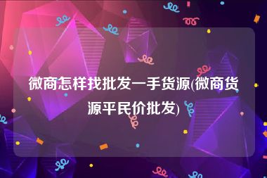 微商怎样找批发一手货源(微商货源平民价批发)