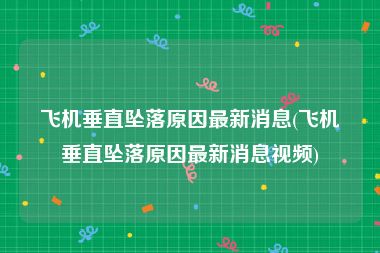 飞机垂直坠落原因最新消息(飞机垂直坠落原因最新消息视频)