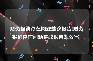 财务报销存在问题整改报告(财务报销存在问题整改报告怎么写)