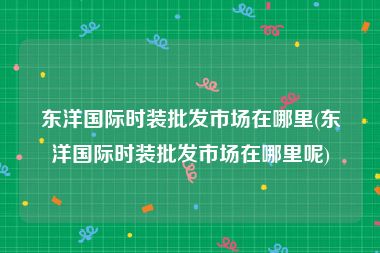东洋国际时装批发市场在哪里(东洋国际时装批发市场在哪里呢)