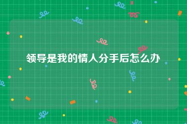 领导是我的情人分手后怎么办