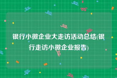 银行小微企业大走访活动总结(银行走访小微企业报告)