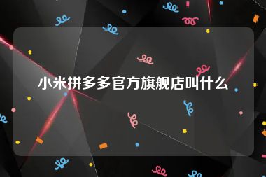 小米拼多多官方旗舰店叫什么