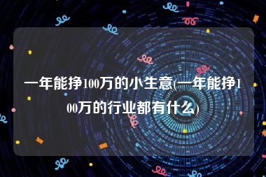 一年能挣100万的小生意(一年能挣100万的行业都有什么)