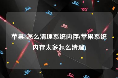 苹果8怎么清理系统内存(苹果系统内存太多怎么清理)
