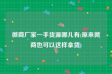 微商厂家一手货源哪儿有(原来微商也可以这样拿货)