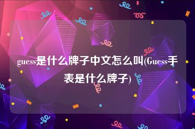 guess是什么牌子中文怎么叫(Guess手表是什么牌子)