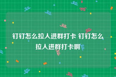 钉钉怎么拉人进群打卡 钉钉怎么拉人进群打卡啊