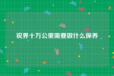 锐界十万公里需要做什么保养