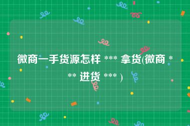 微商一手货源怎样 *** 拿货(微商 *** 进货 *** )