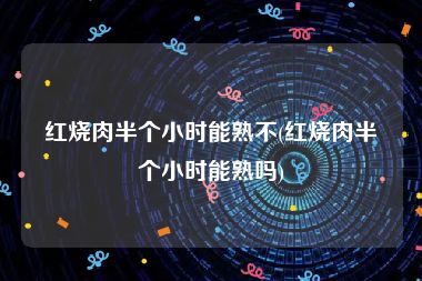 红烧肉半个小时能熟不(红烧肉半个小时能熟吗)