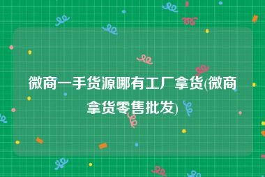 微商一手货源哪有工厂拿货(微商拿货零售批发)