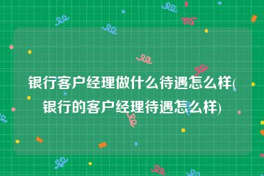 银行客户经理做什么待遇怎么样(银行的客户经理待遇怎么样)