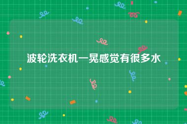 波轮洗衣机一晃感觉有很多水