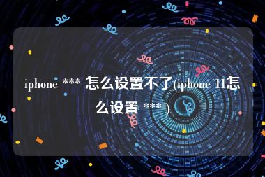 iphone *** 怎么设置不了(iphone 11怎么设置 *** )