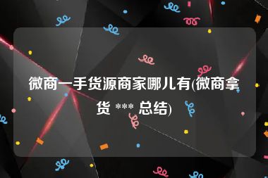 微商一手货源商家哪儿有(微商拿货 *** 总结)