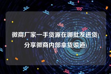 微商厂家一手货源在哪批发进货(分享微商内部拿货渠道)