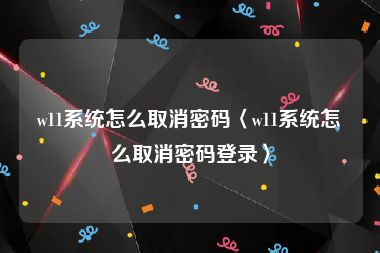 w11系统怎么取消密码〈w11系统怎么取消密码登录〉