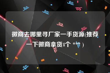微商去哪里寻厂家一手货源(推荐一下微商拿货4个 *** )