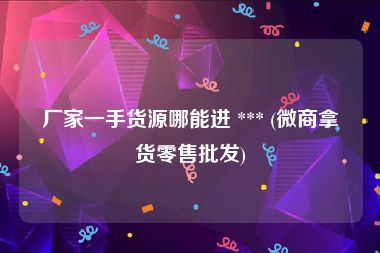 厂家一手货源哪能进 *** (微商拿货零售批发)