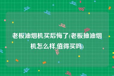 老板油烟机买后悔了(老板抽油烟机怎么样,值得买吗)