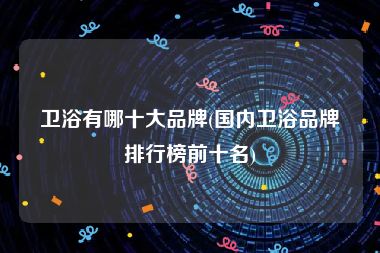 卫浴有哪十大品牌(国内卫浴品牌排行榜前十名)