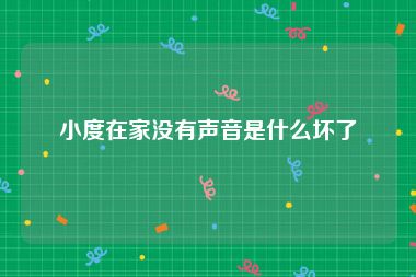 小度在家没有声音是什么坏了