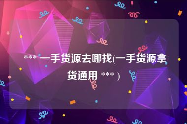  *** 一手货源去哪找(一手货源拿货通用 *** )