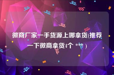 微商厂家一手货源上哪拿货(推荐一下微商拿货4个 *** )