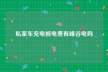 私家车充电桩电费有峰谷电吗