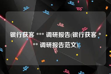 银行获客 *** 调研报告(银行获客 *** 调研报告范文)