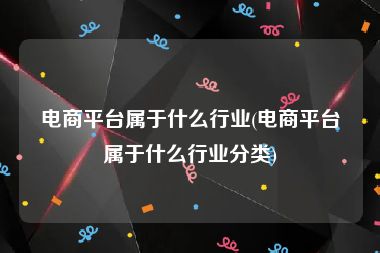 电商平台属于什么行业(电商平台属于什么行业分类)