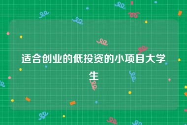 适合创业的低投资的小项目大学生