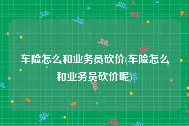车险怎么和业务员砍价(车险怎么和业务员砍价呢)