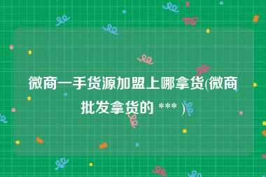 微商一手货源加盟上哪拿货(微商批发拿货的 *** )