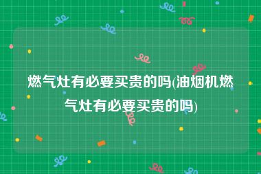 燃气灶有必要买贵的吗(油烟机燃气灶有必要买贵的吗)