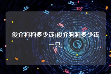 俊介狗狗多少钱(俊介狗狗多少钱一只)