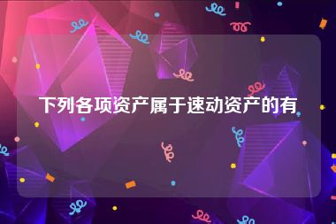 下列各项资产属于速动资产的有