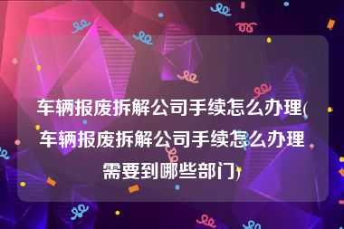 车辆报废拆解公司手续怎么办理(车辆报废拆解公司手续怎么办理需要到哪些部门)