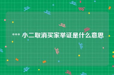  *** 小二取消买家举证是什么意思