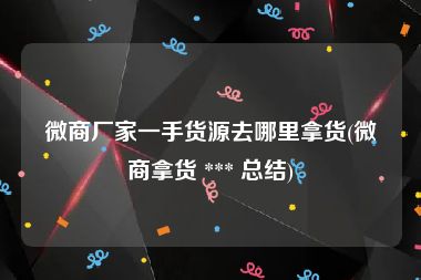 微商厂家一手货源去哪里拿货(微商拿货 *** 总结)