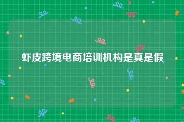 虾皮跨境电商培训机构是真是假