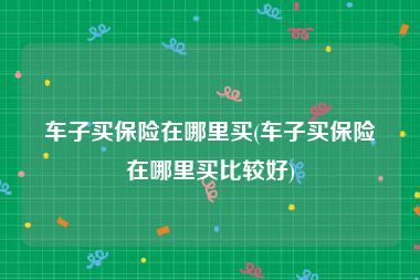 车子买保险在哪里买(车子买保险在哪里买比较好)