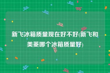 新飞冰箱质量现在好不好(新飞和美菱哪个冰箱质量好)