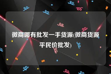 微商哪有批发一手货源(微商货源平民价批发)