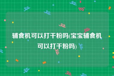 辅食机可以打干粉吗(宝宝辅食机可以打干粉吗)