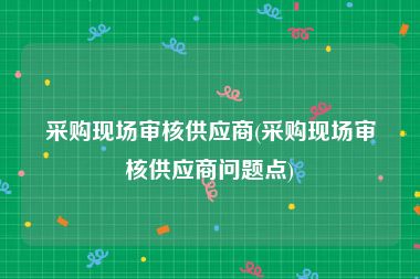 采购现场审核供应商(采购现场审核供应商问题点)
